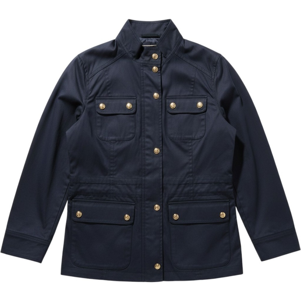 Tommy Hilfiger Utility Field Jacket Womens Large Navy Blue Gold Hardware